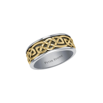 Celtic Knotwork Silver and Gold Accent Wedding Ring MRI2353 - Jewelry